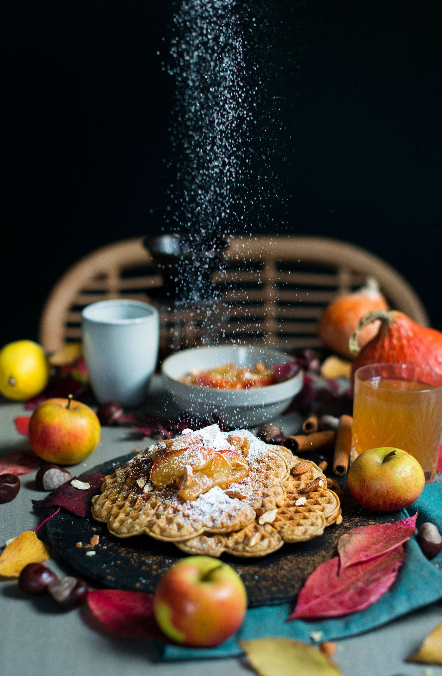 Marzipan-waffles-apple-compote